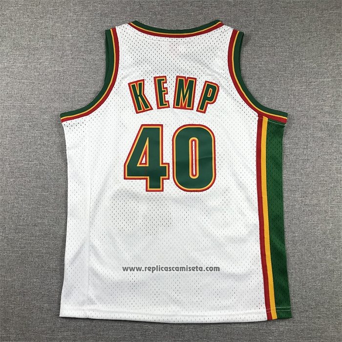 Camiseta Nino Seattle SuperSonics Shawn Kemp #40 Historic Retro Blanco